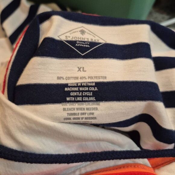 St. John's Bay Women's Navy & White Striped Cotton/Poly Lightweight Hoodie NEW - Picture 8 of 10